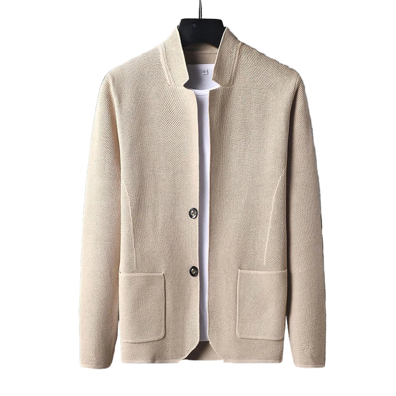 Men’s Modern Knit Stand-Collar Blazer