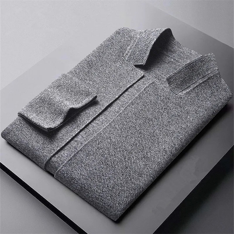 Men’s Modern Knit Stand-Collar Blazer