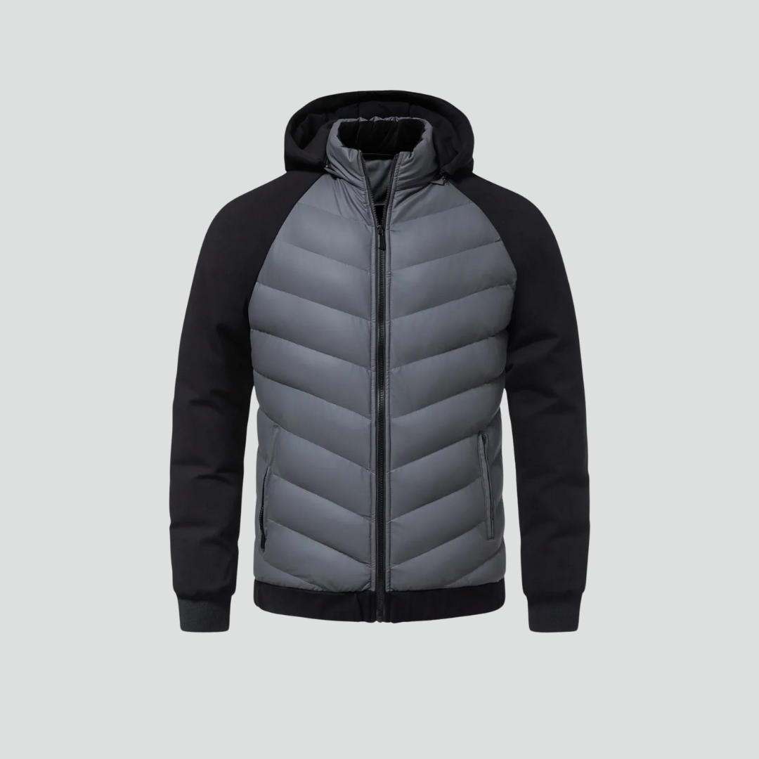 Men’s Padded Jacket – Quilted Front & Soft Knit Sleeves
