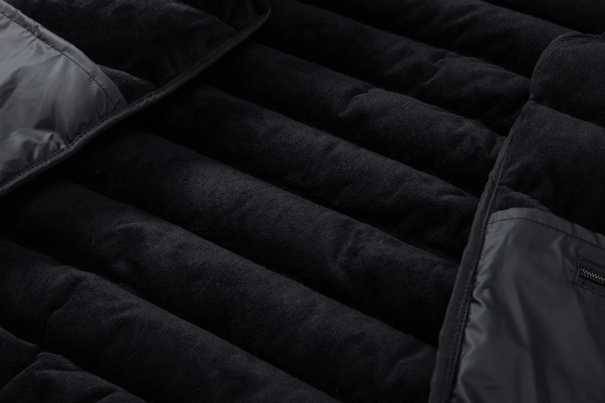Men’s Padded Jacket – Quilted Front & Soft Knit Sleeves