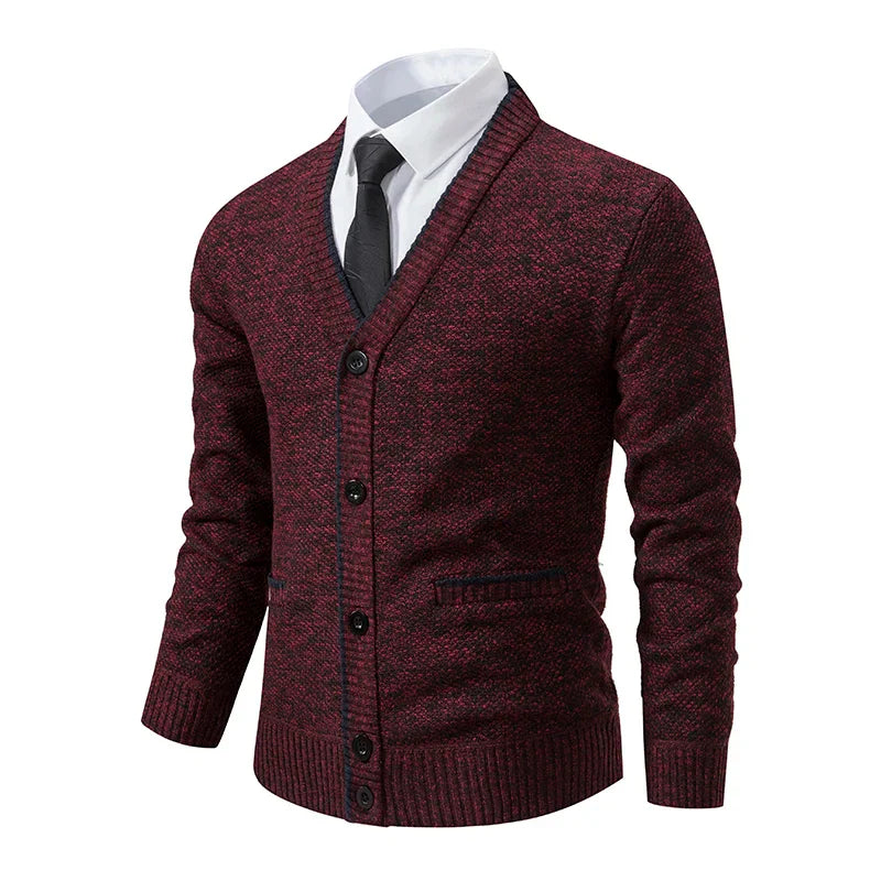 Men’s Textured Knit Button-Up Cardigan