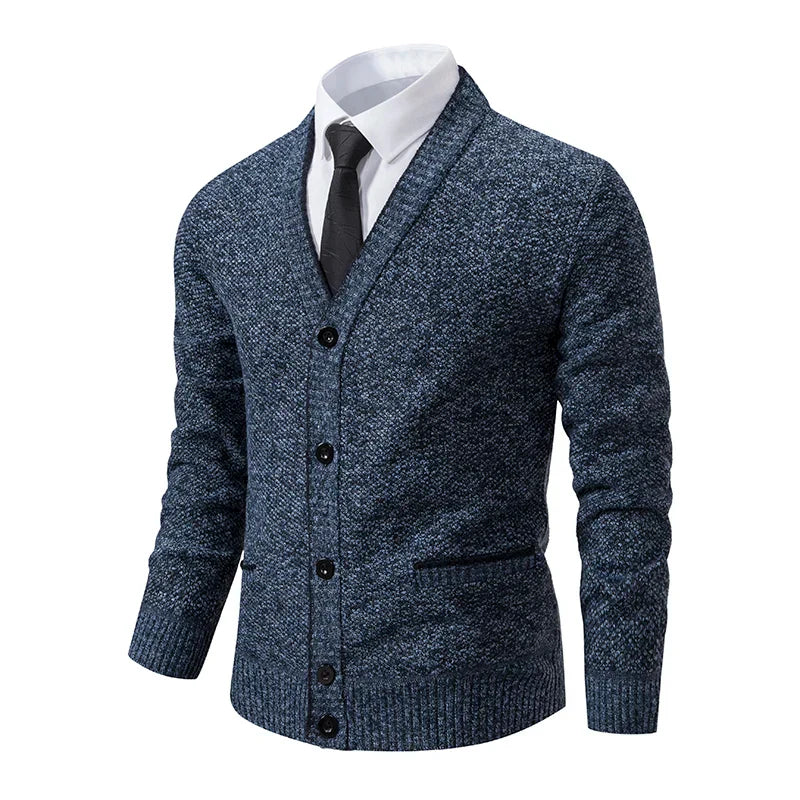 Men’s Textured Knit Button-Up Cardigan