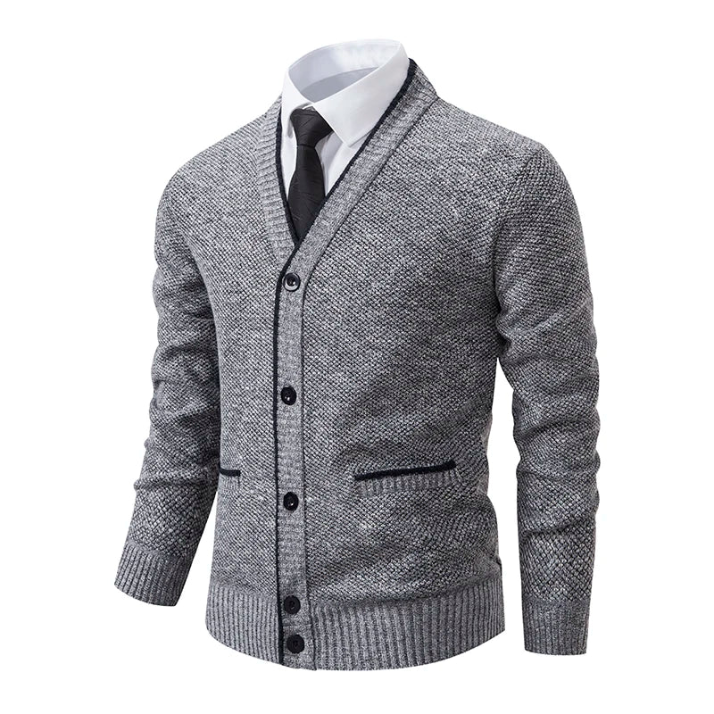 Men’s Textured Knit Button-Up Cardigan