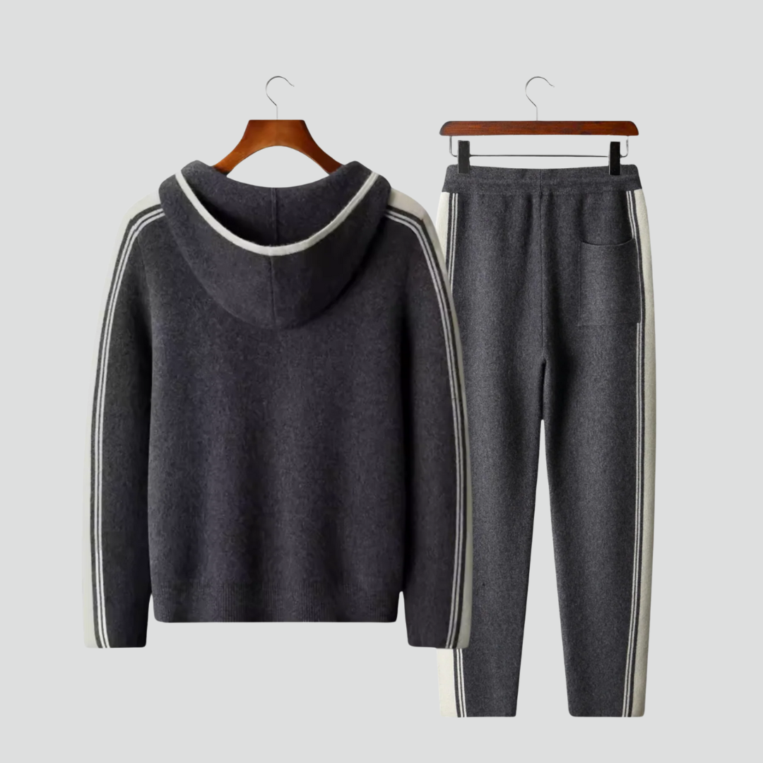Men’s Tracksuit Set – Zip Hoodie & Stripe Pants