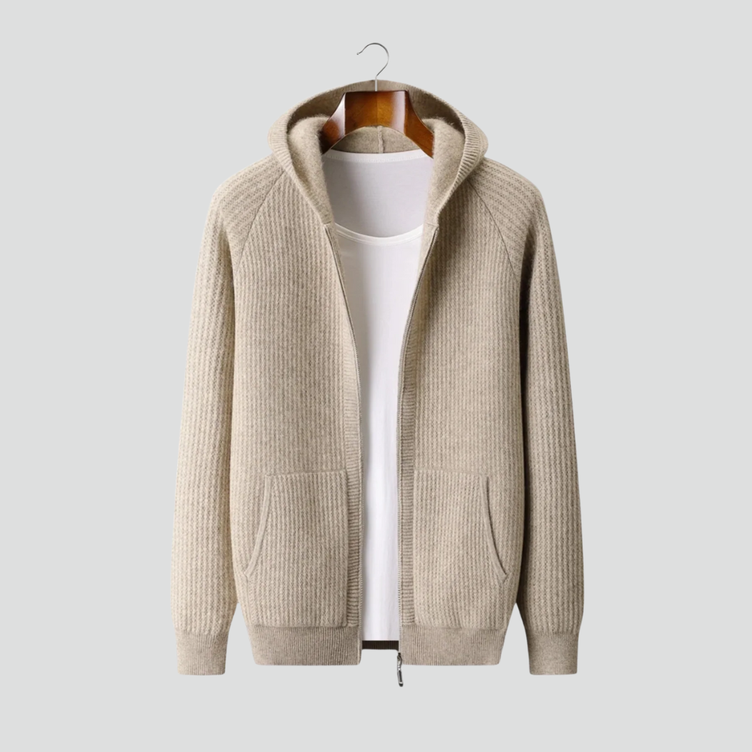Men’s Zipper Hoodie – Textured Knit Design & Refined Everyday Look