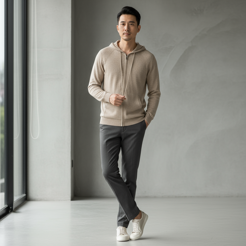 Men’s Casual Hoodie – Soft Knit Texture & Everyday Layer
