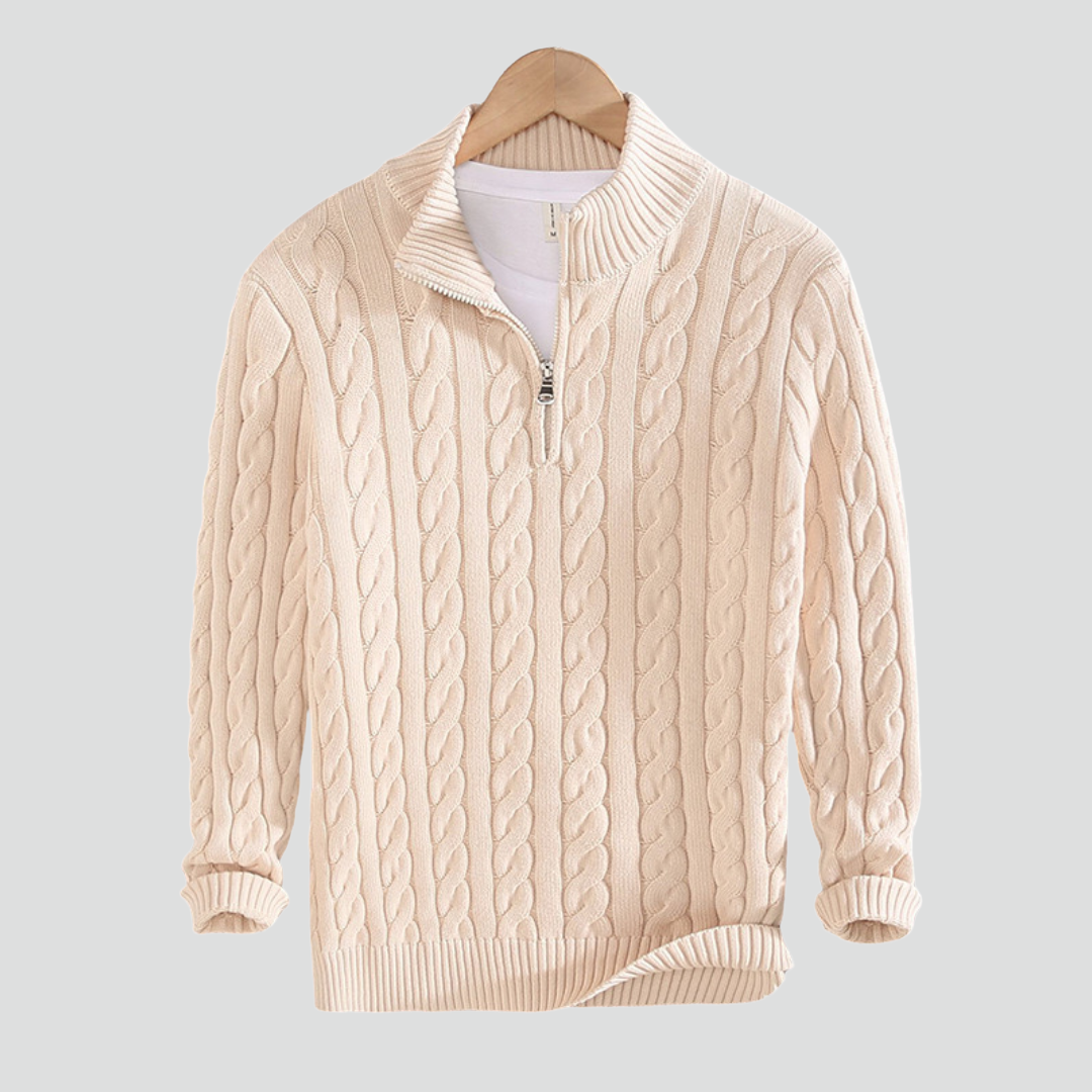 Men’s Casual Knit Sweater – Cable Knit Texture & Warm Everyday Layer