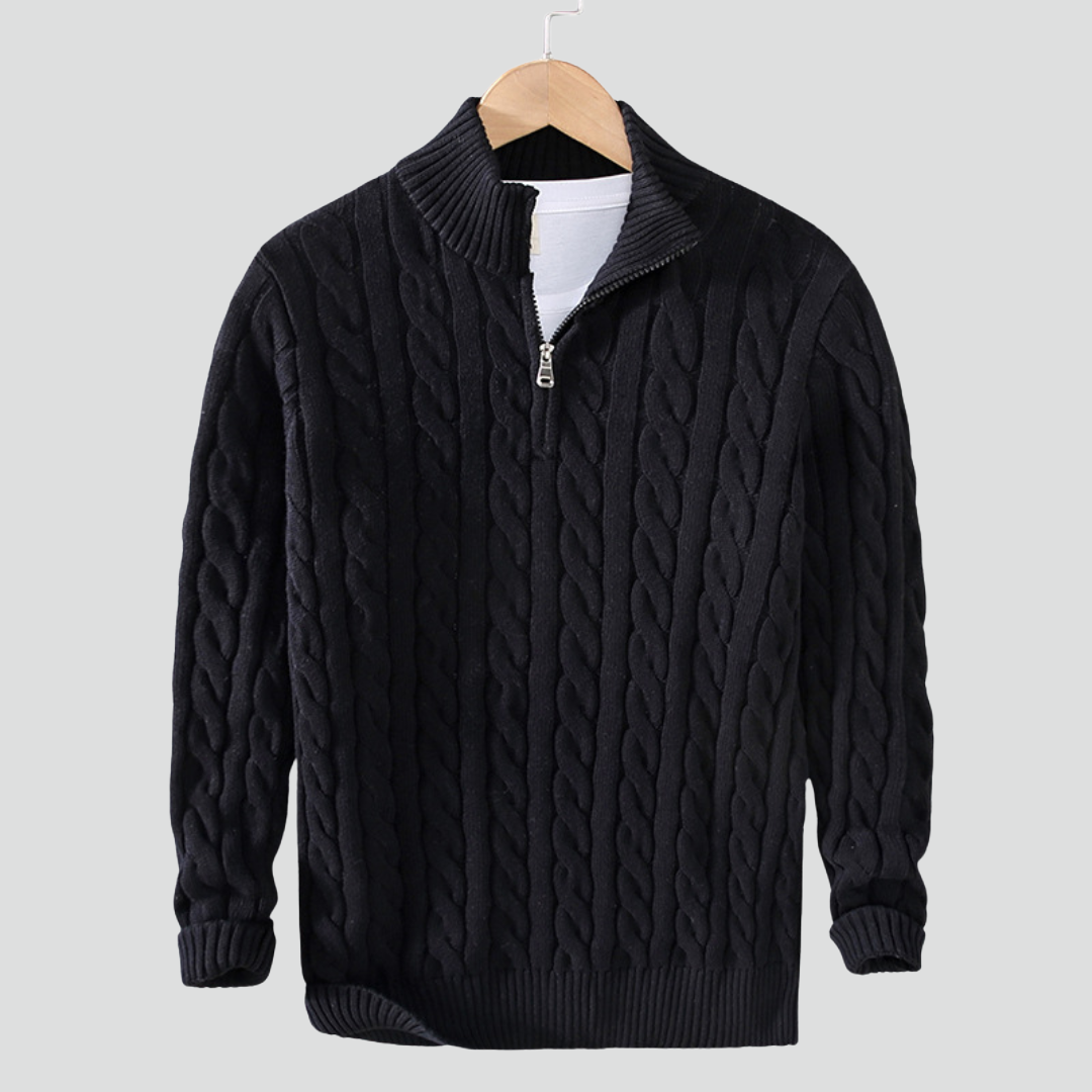 Men’s Casual Knit Sweater – Cable Knit Texture & Warm Everyday Layer