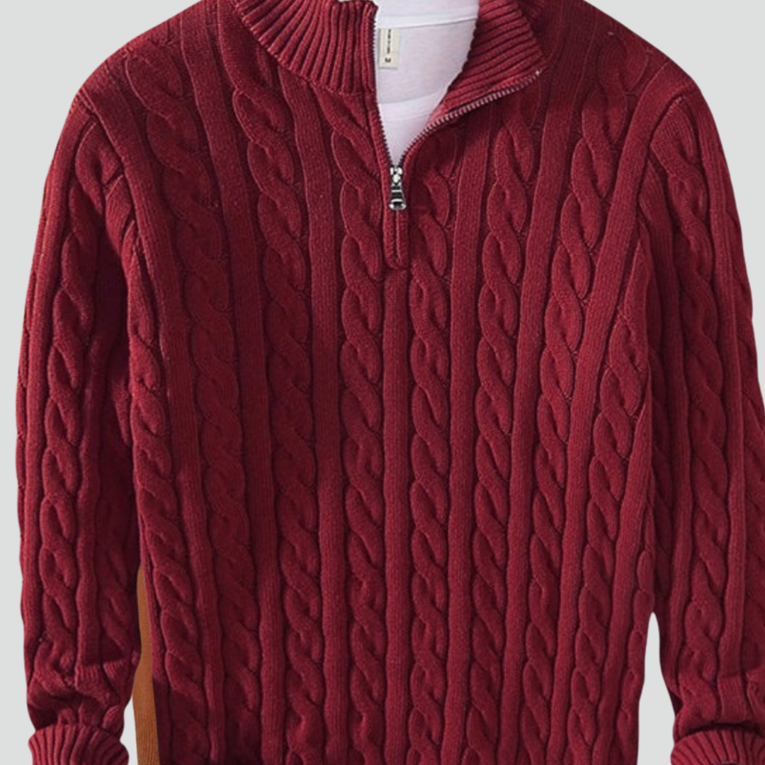 Men’s Casual Knit Sweater – Cable Knit Texture & Warm Everyday Layer