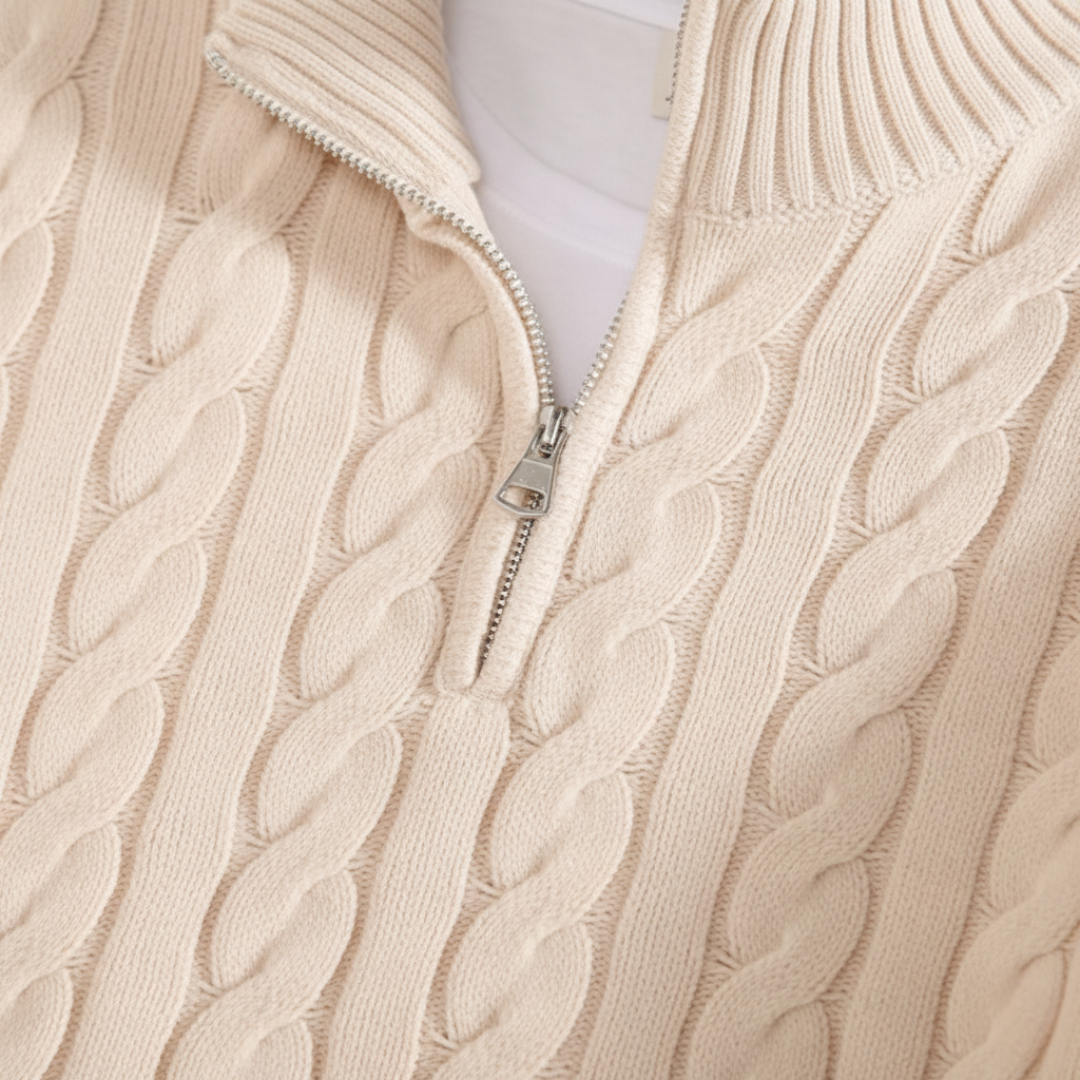 Men’s Casual Knit Sweater – Cable Knit Texture & Warm Everyday Layer
