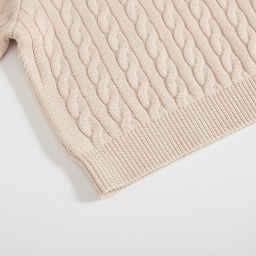 Men’s Casual Knit Sweater – Cable Knit Texture & Warm Everyday Layer