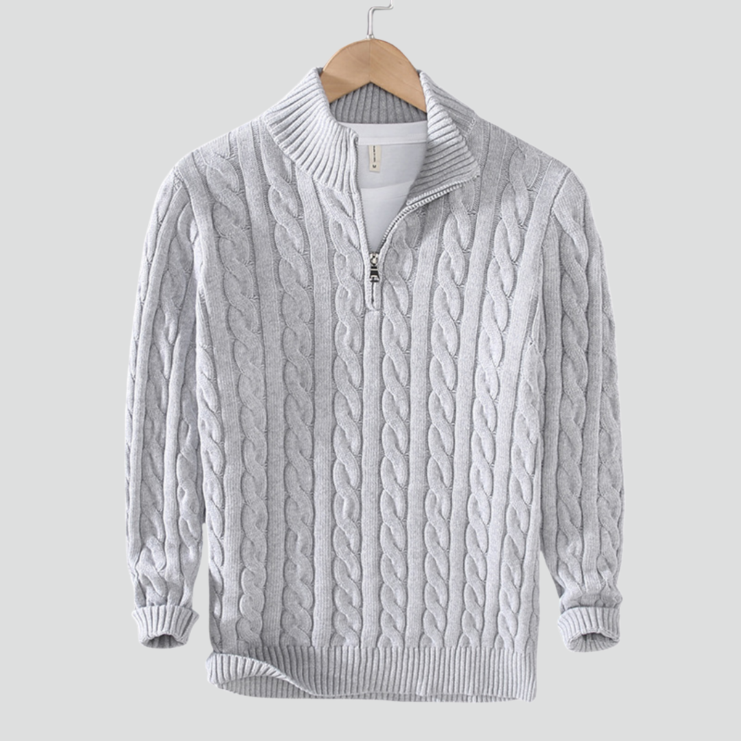 Men’s Casual Knit Sweater – Cable Knit Texture & Warm Everyday Layer