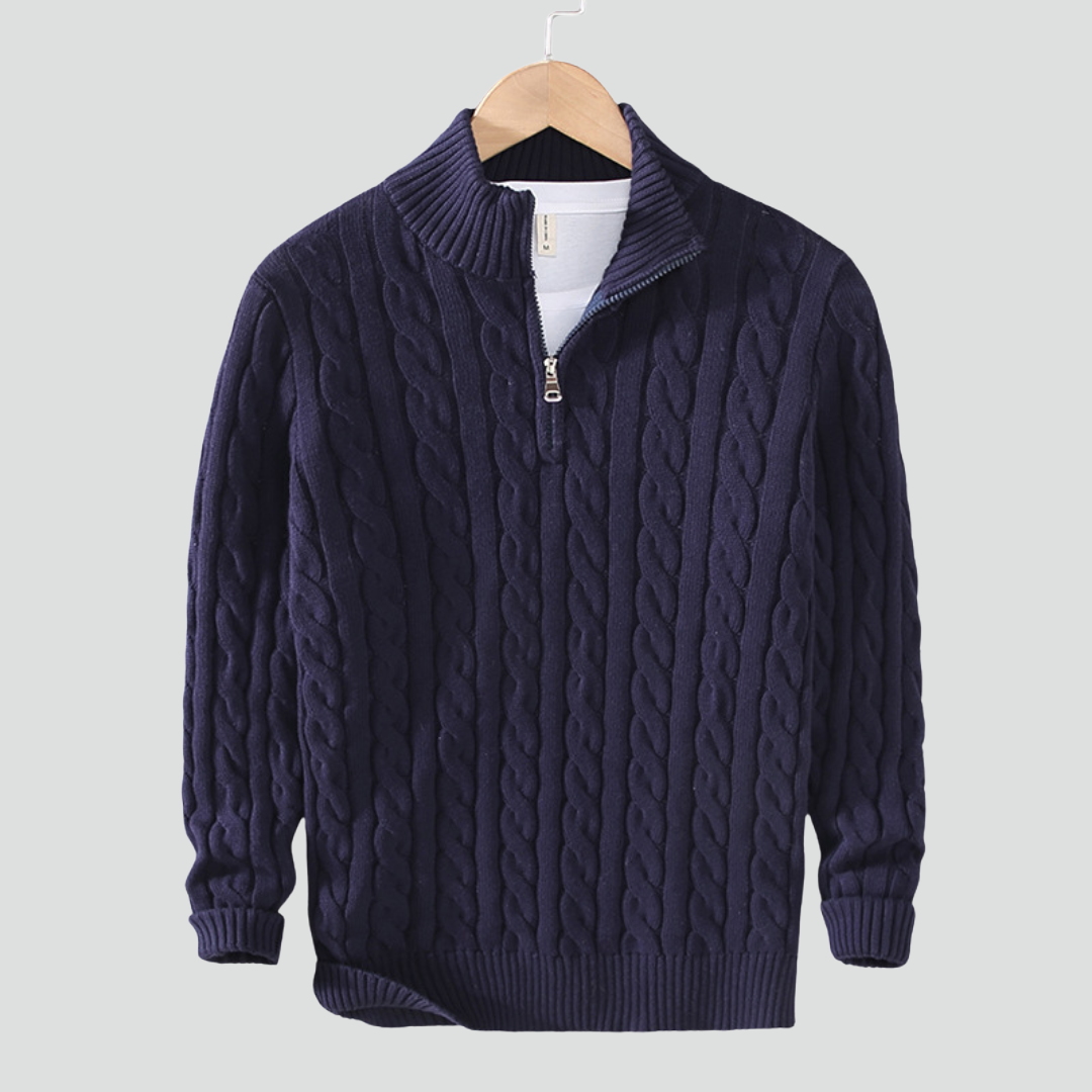 Men’s Casual Knit Sweater – Cable Knit Texture & Warm Everyday Layer