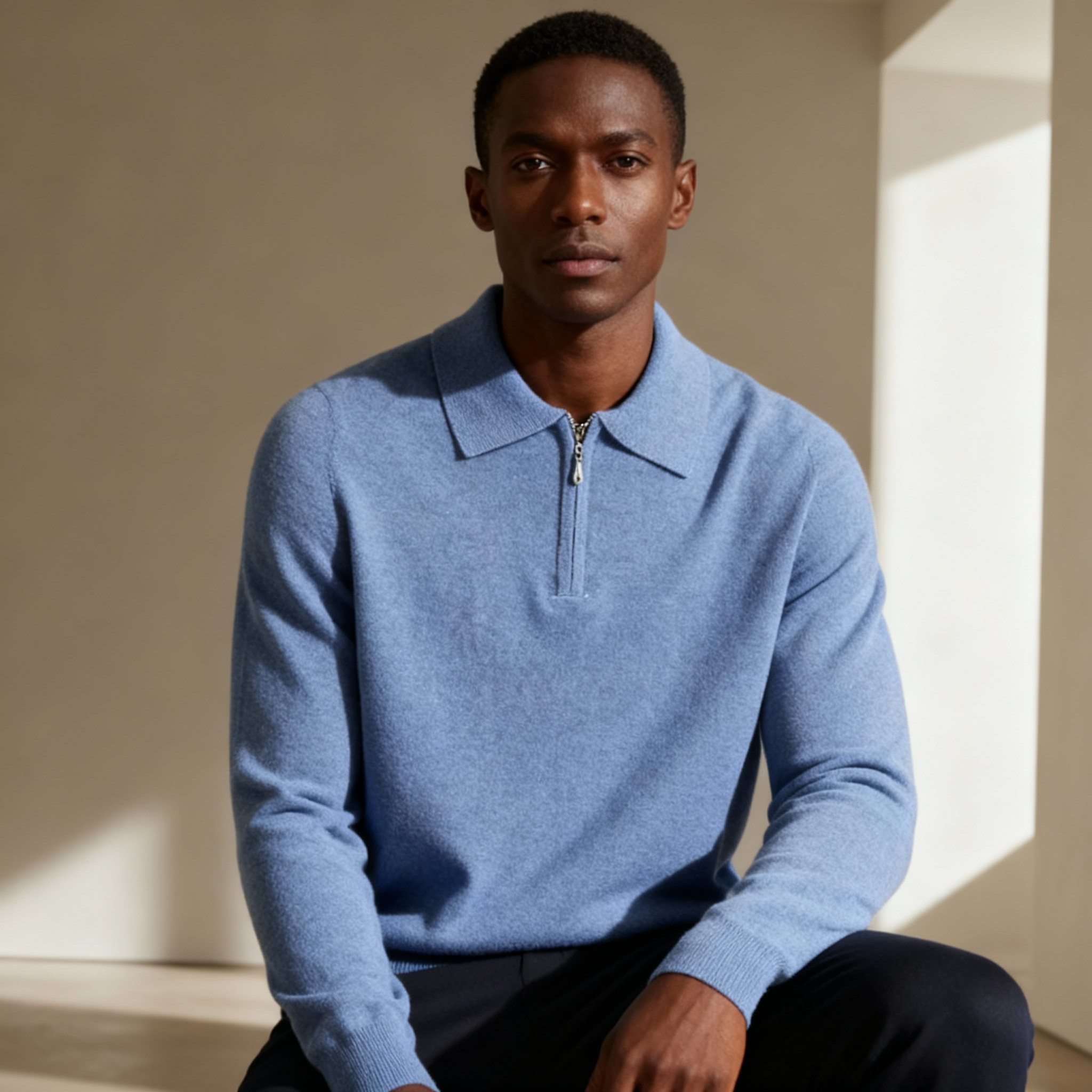 Men’s Casual Sweater – Half-Zip Collar & Minimalist Design