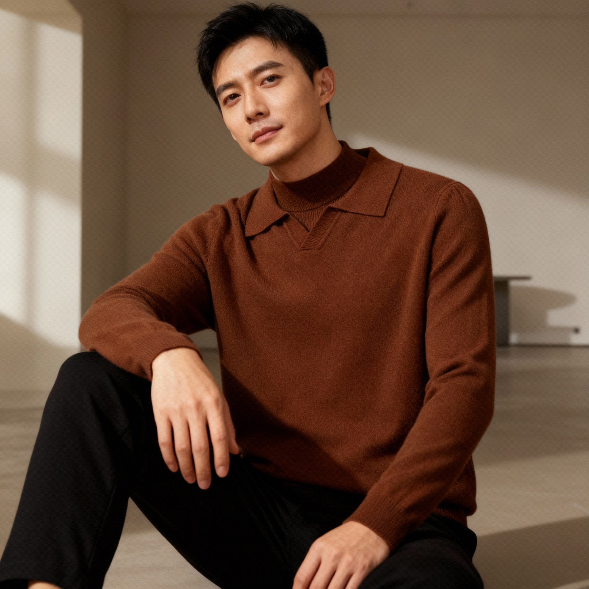 Men’s Classic Sweater – V-Neck Collar & Refined Knit Design