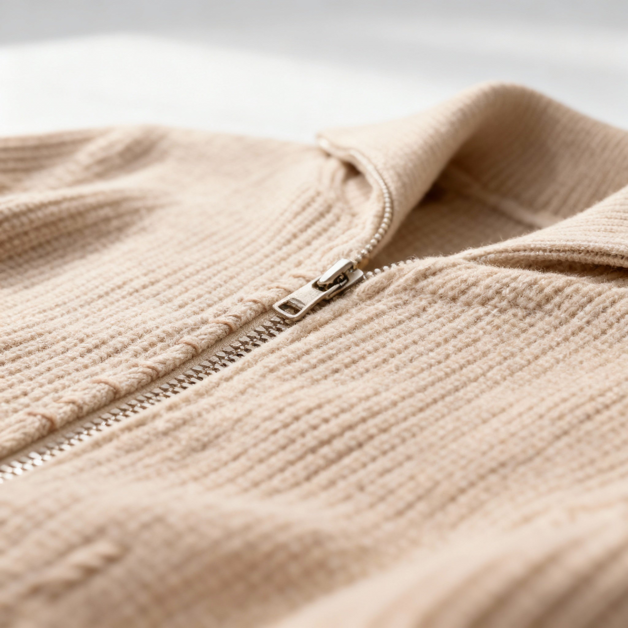 Men’s Turtleneck Zip-Up Sweater – Ribbed Texture & Modern Relaxed Fit