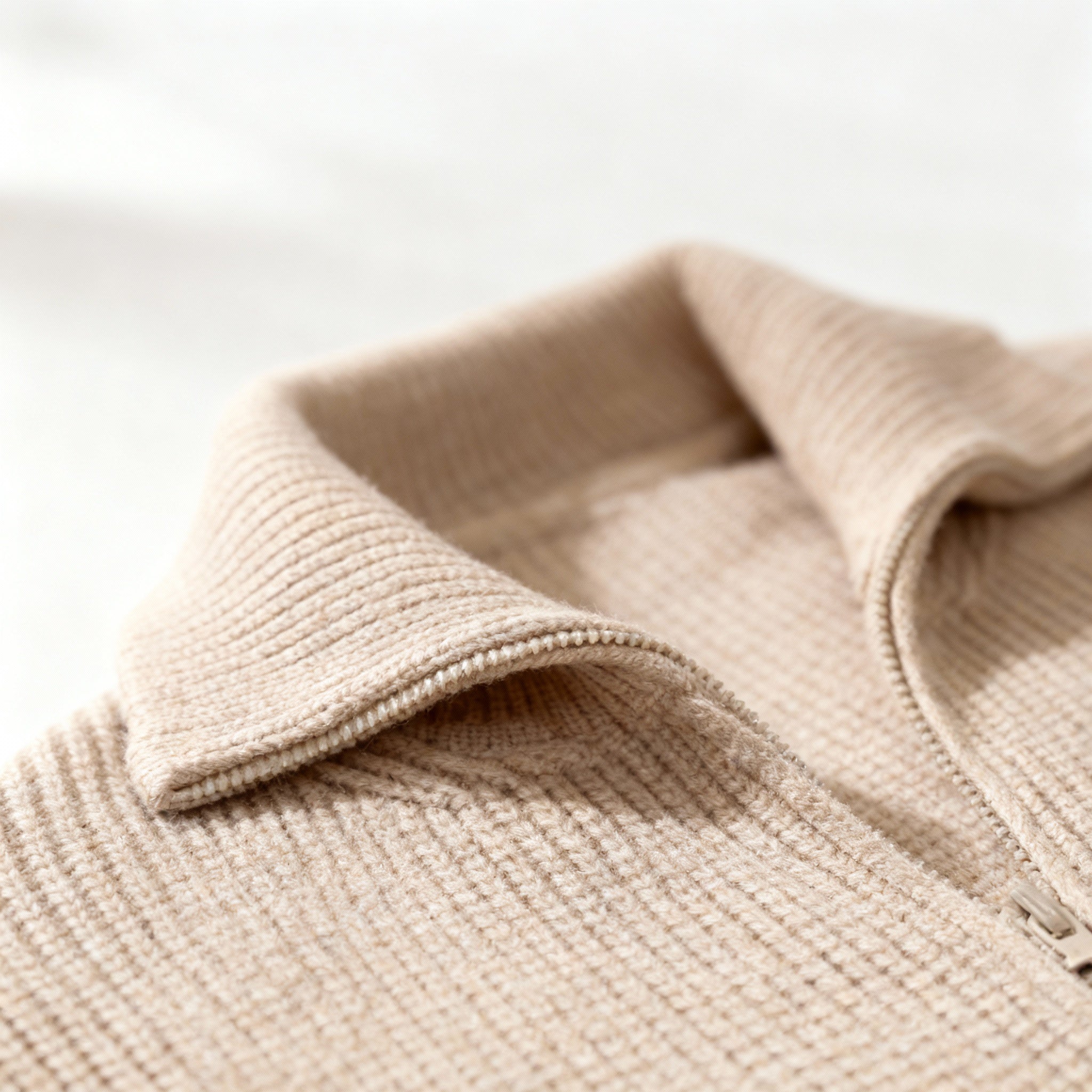 Men’s Turtleneck Zip-Up Sweater – Ribbed Texture & Modern Relaxed Fit