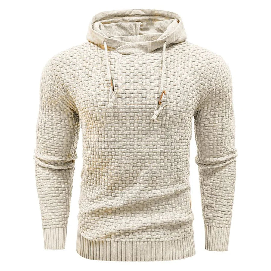 Men's Modern Style Textured Hoodie - Beige