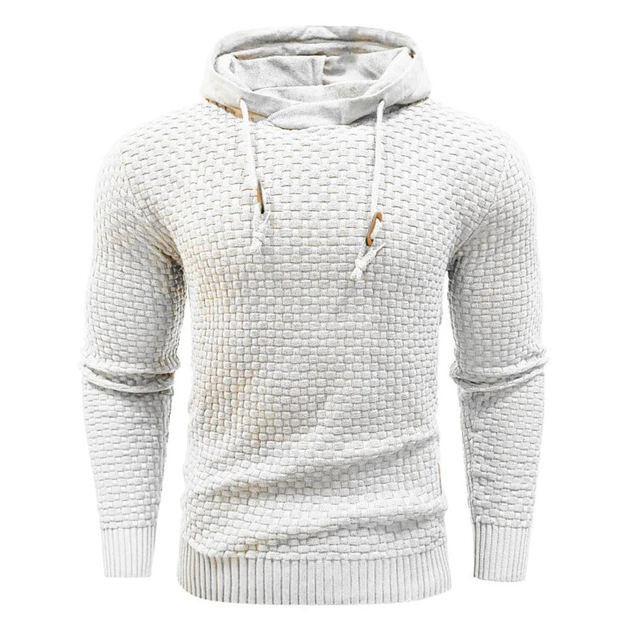 Men's Modern Style Textured Hoodie - White