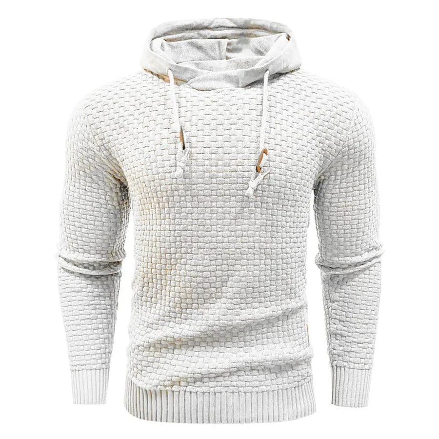 Men's Modern Style Textured Hoodie - White