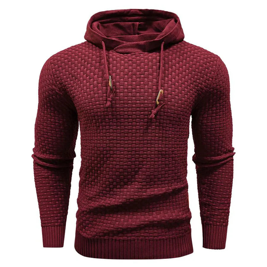 Men's Modern Style Textured Hoodie - Red