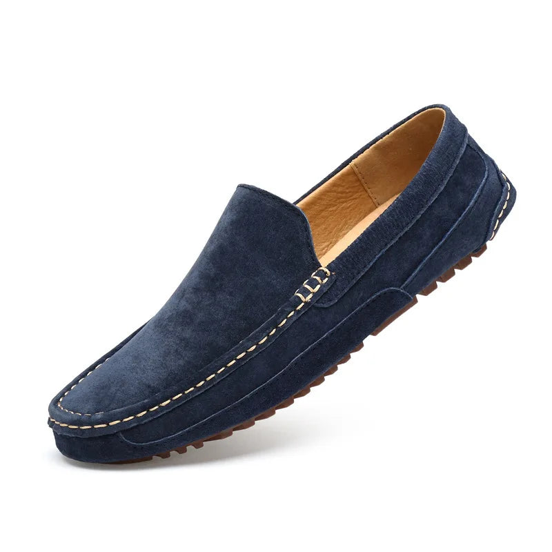 Vintage Style Men’s Suede Loafers - Dark Blue