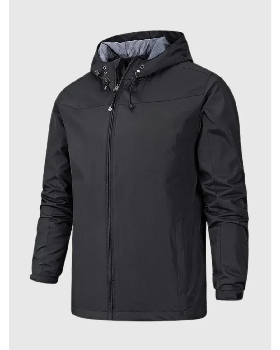 Men's Modern Style Winter and Fall Jacket with Hood - Black
