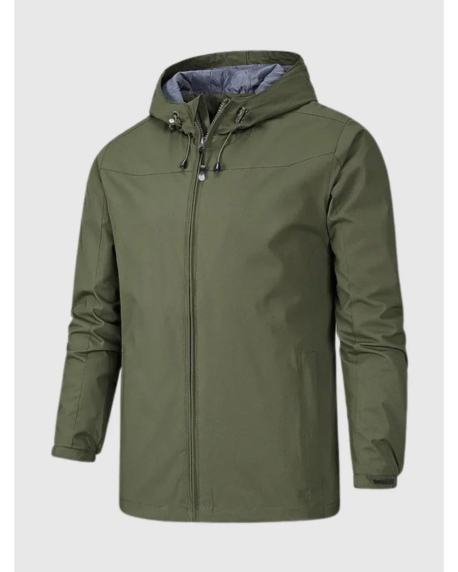 Men's Modern Style Winter and Fall Jacket with Hood - Green