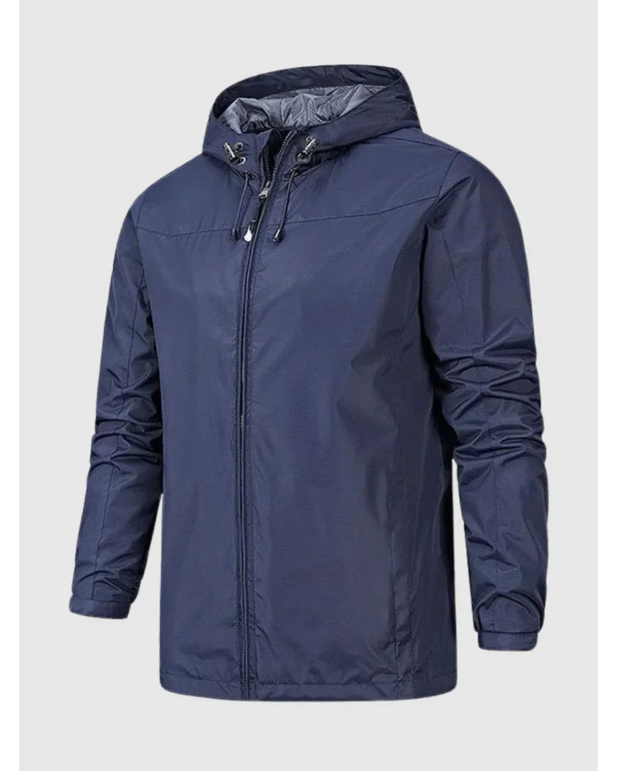 Men's Modern Style Winter and Fall Jacket with Hood - Dark Blue