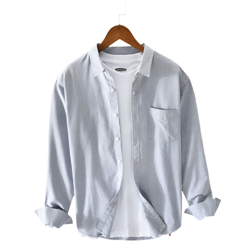 Elegant All Season Men’s Oxford Shirt – Light Gray