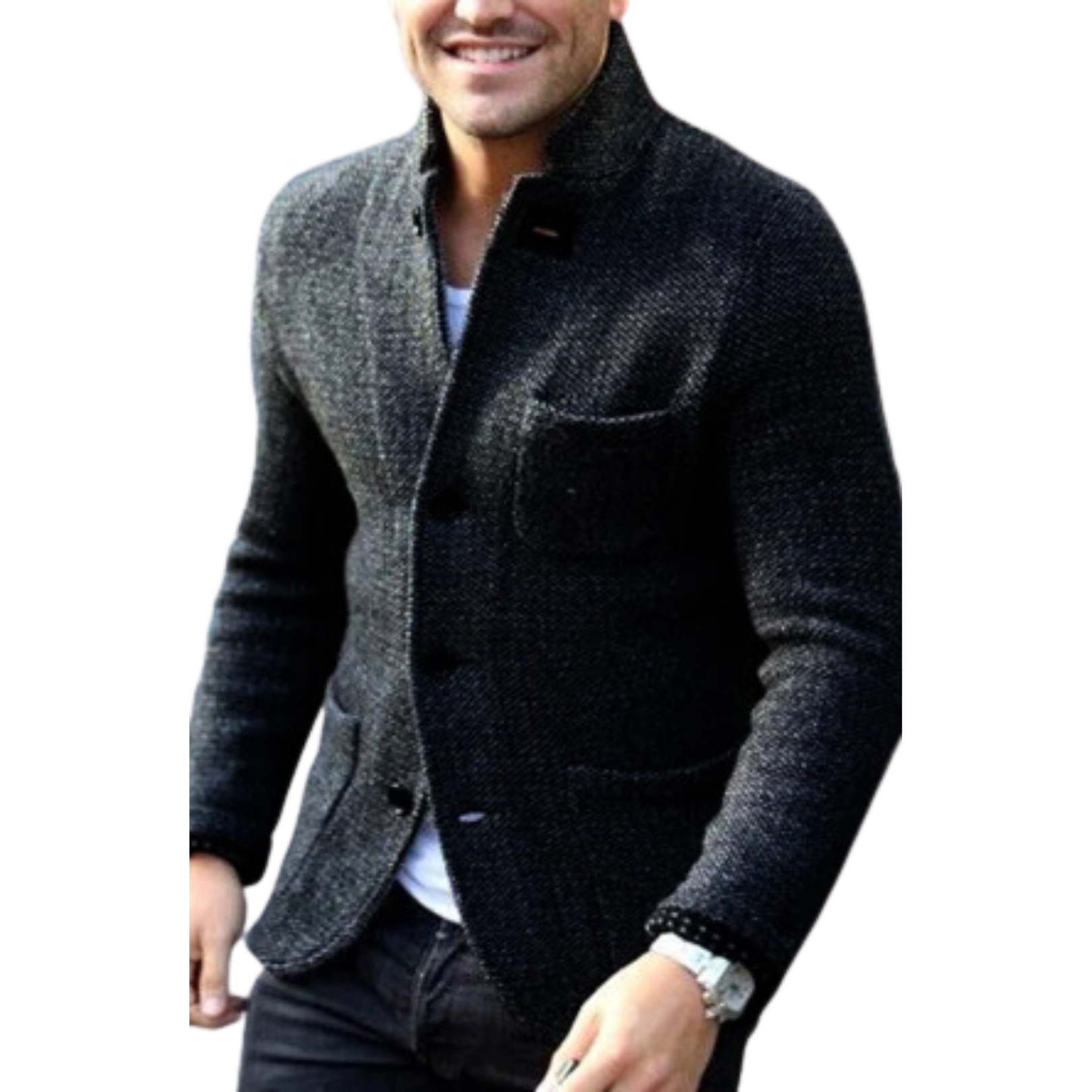 Men's Retro Button-down Cardigan - Black