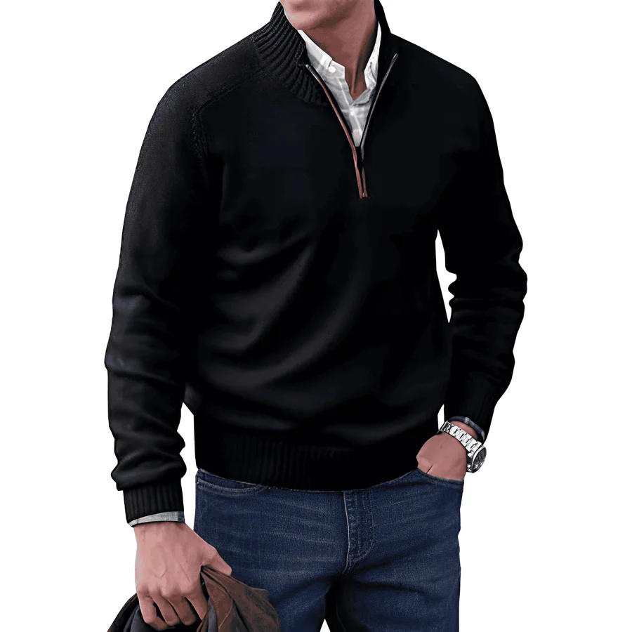 Men's Trendy Smart-Casual Zip-up Sweater - Black