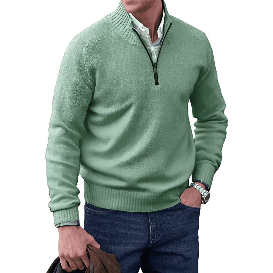 Men's Trendy Smart-Casual Zip-up Sweater - Green