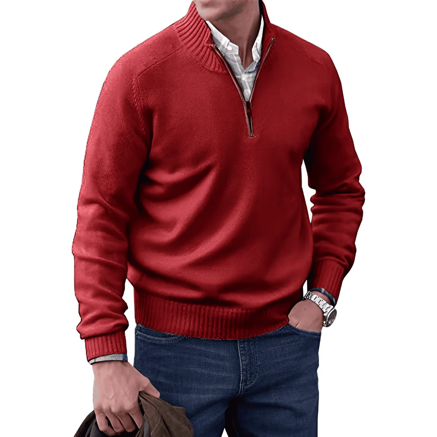 Men's Trendy Smart-Casual Zip-up Sweater - Red