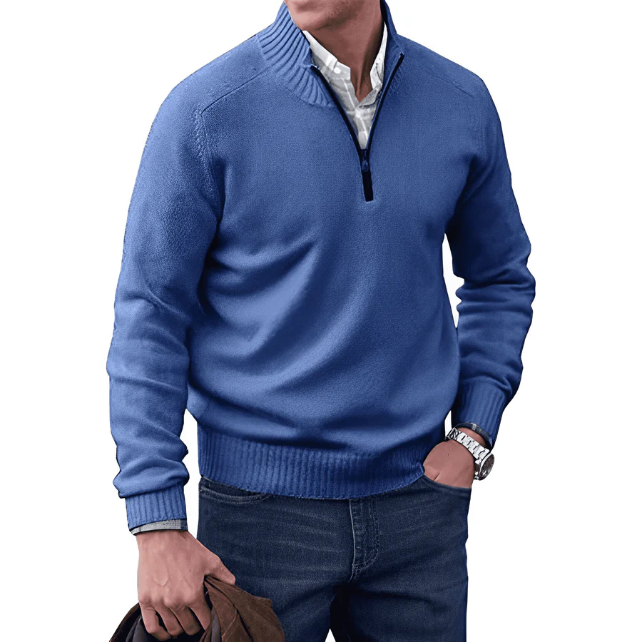 Men's Trendy Smart-Casual Zip-up Sweater - Blue