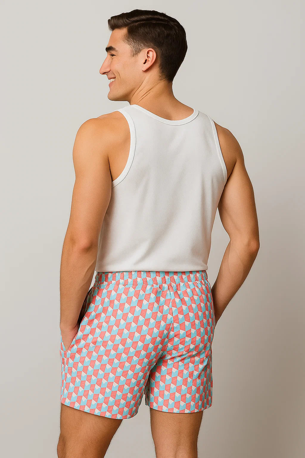 Classic Summer Men's Beach Shorts - Pink Patterns