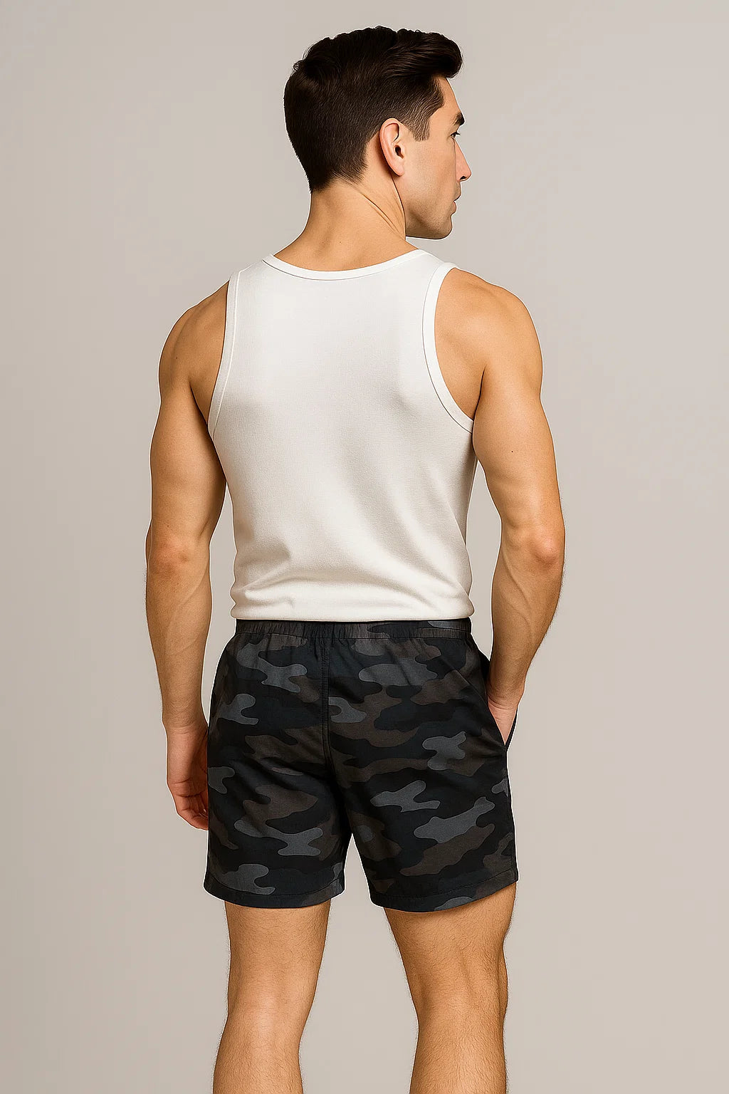 Classic Summer Men's Beach Shorts - Army Black