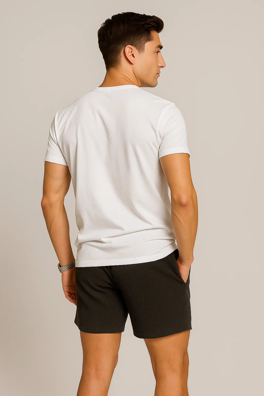 Trendy Men's Corduroy Summer Shorts - Black