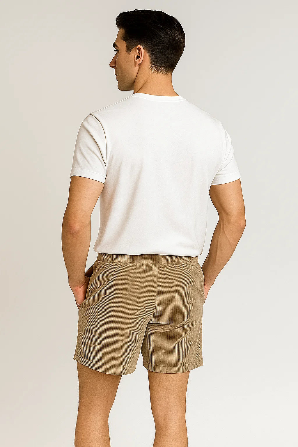 Trendy Men's Corduroy Summer Shorts - Biege