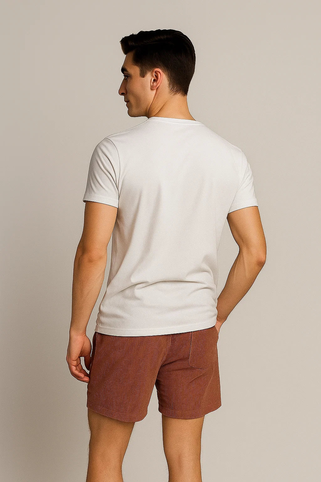 Trendy Men's Corduroy Summer Shorts - Pink