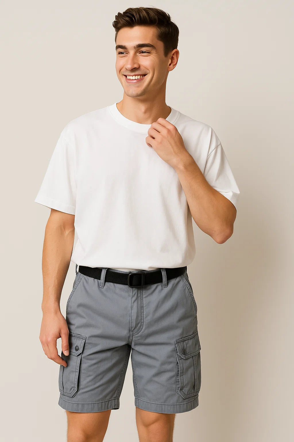 Casual Men's Multi-Pocket Cargo Shorts - Gray