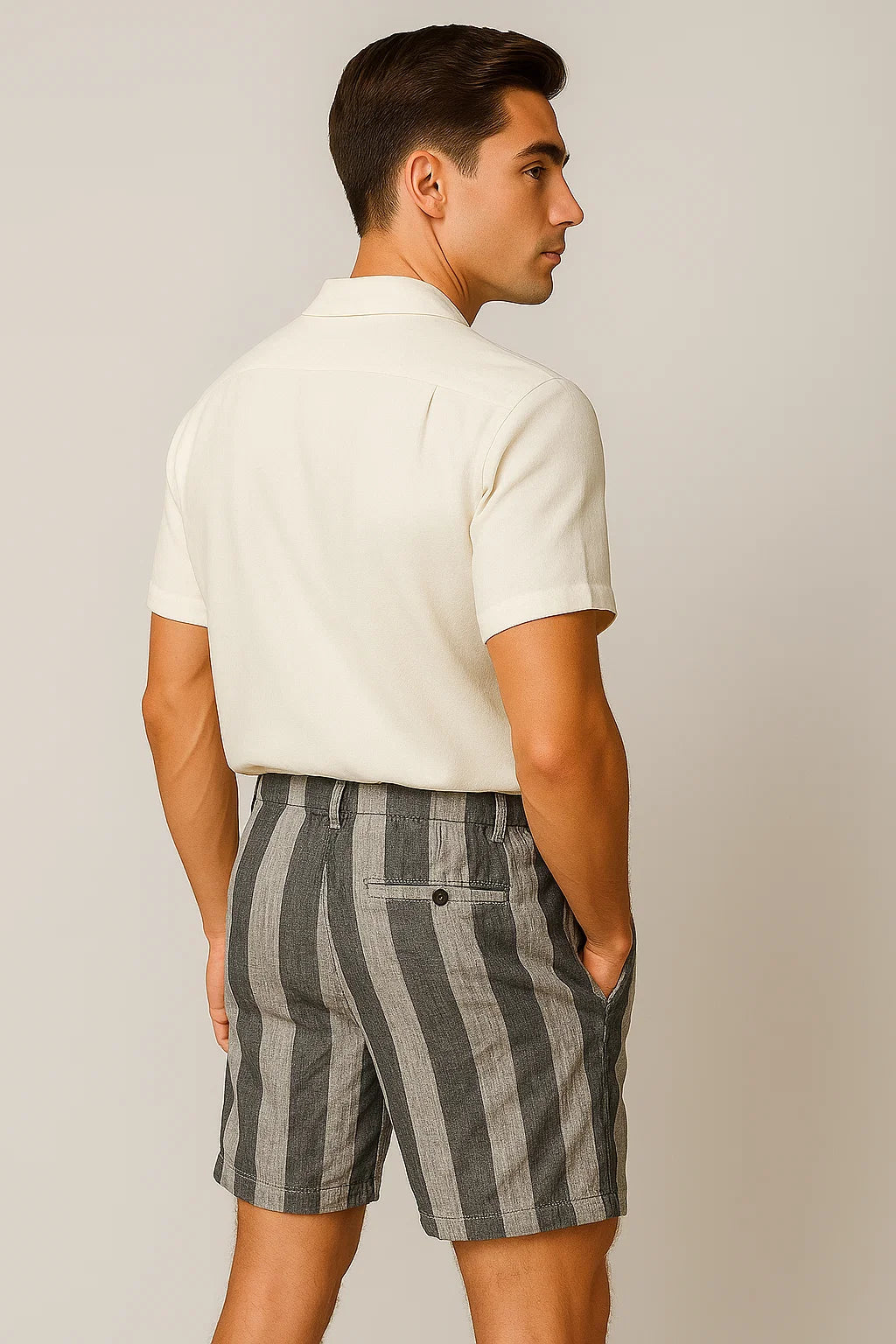 Vintage Men's Linen Shorts - Dark Blue