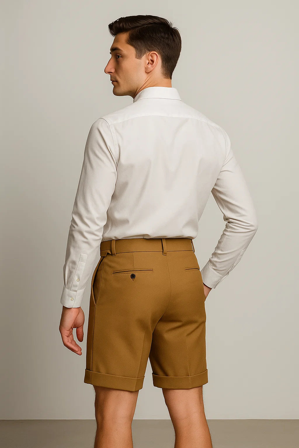Classic Smart-casual Men's Shorts - Beige