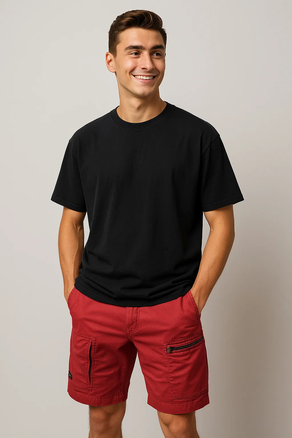 Modern Style Men's Cargo Shorts - Red