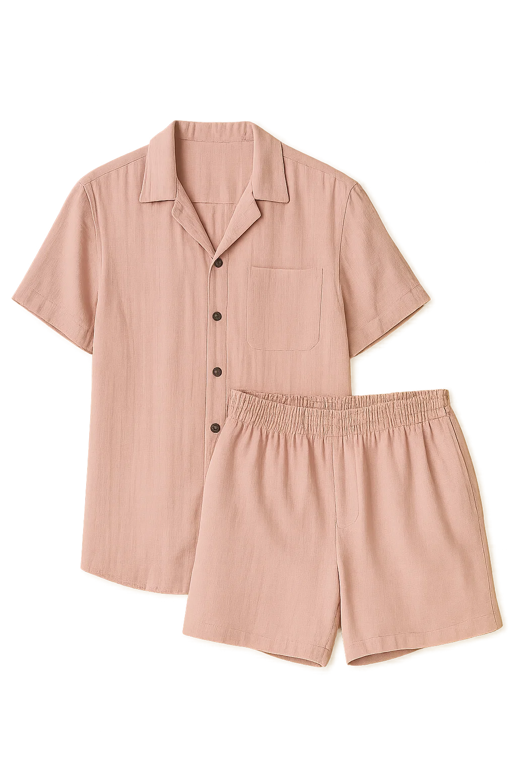 Modern Style Men’s Two-Piece Linen Set - Pink