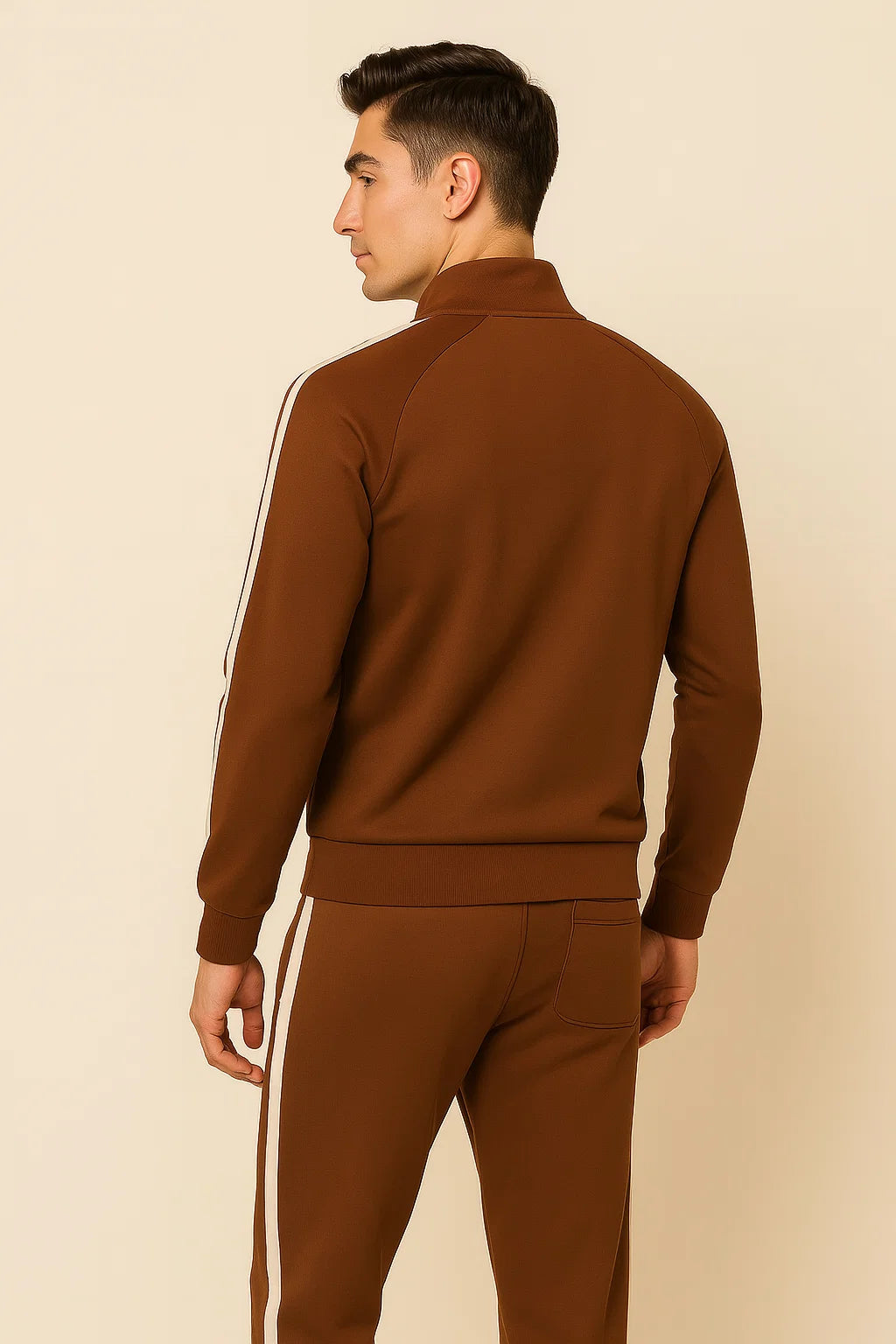 Elegant Men's Tracksuit Set – Brown