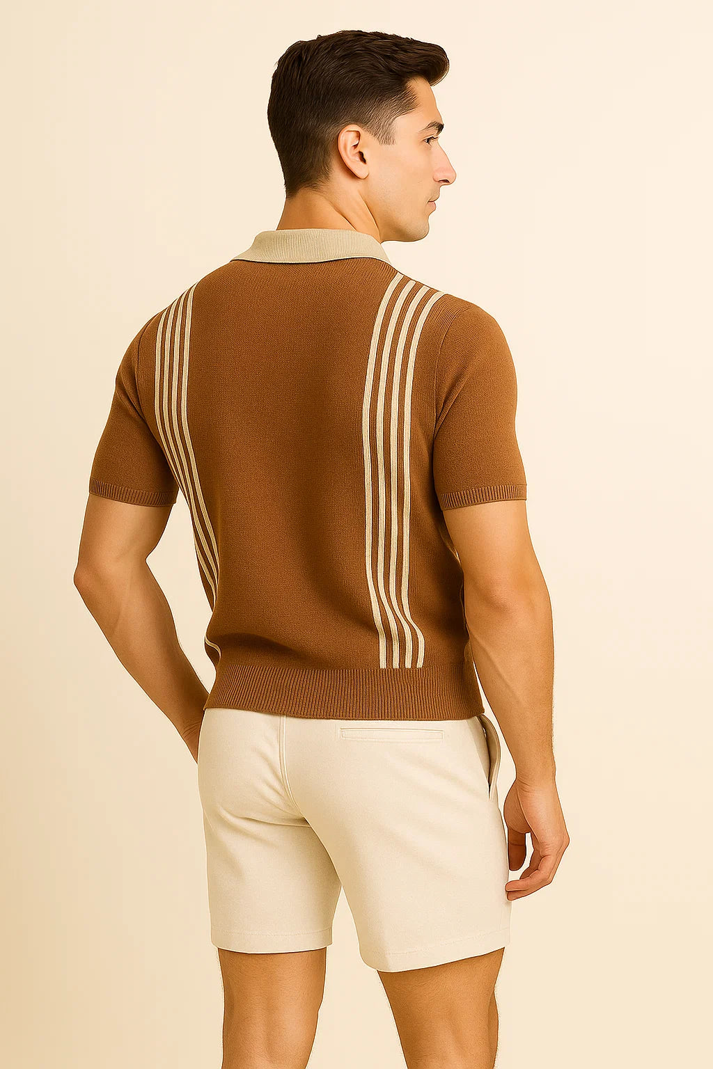 Retro Style Men’s Polo Shirt – Brown