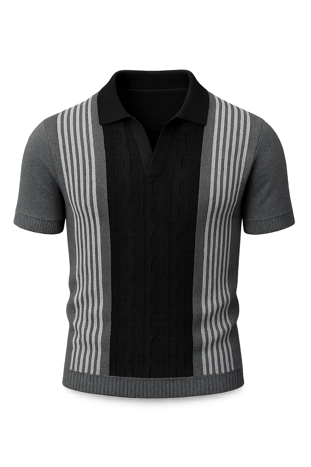 Retro Style Men’s Polo Shirt – Gray