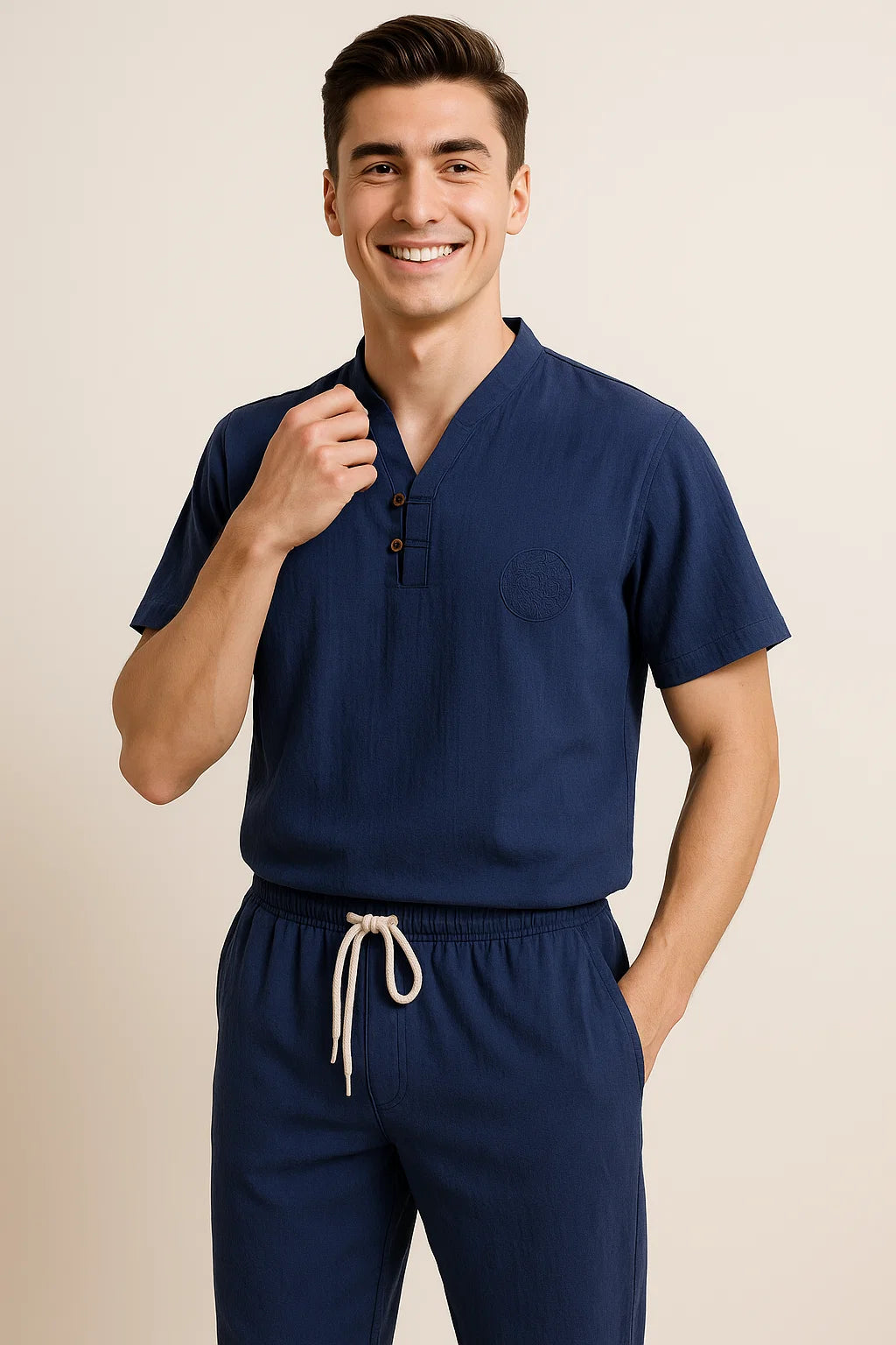 Modern Men's Casual Outfit Set - Blue