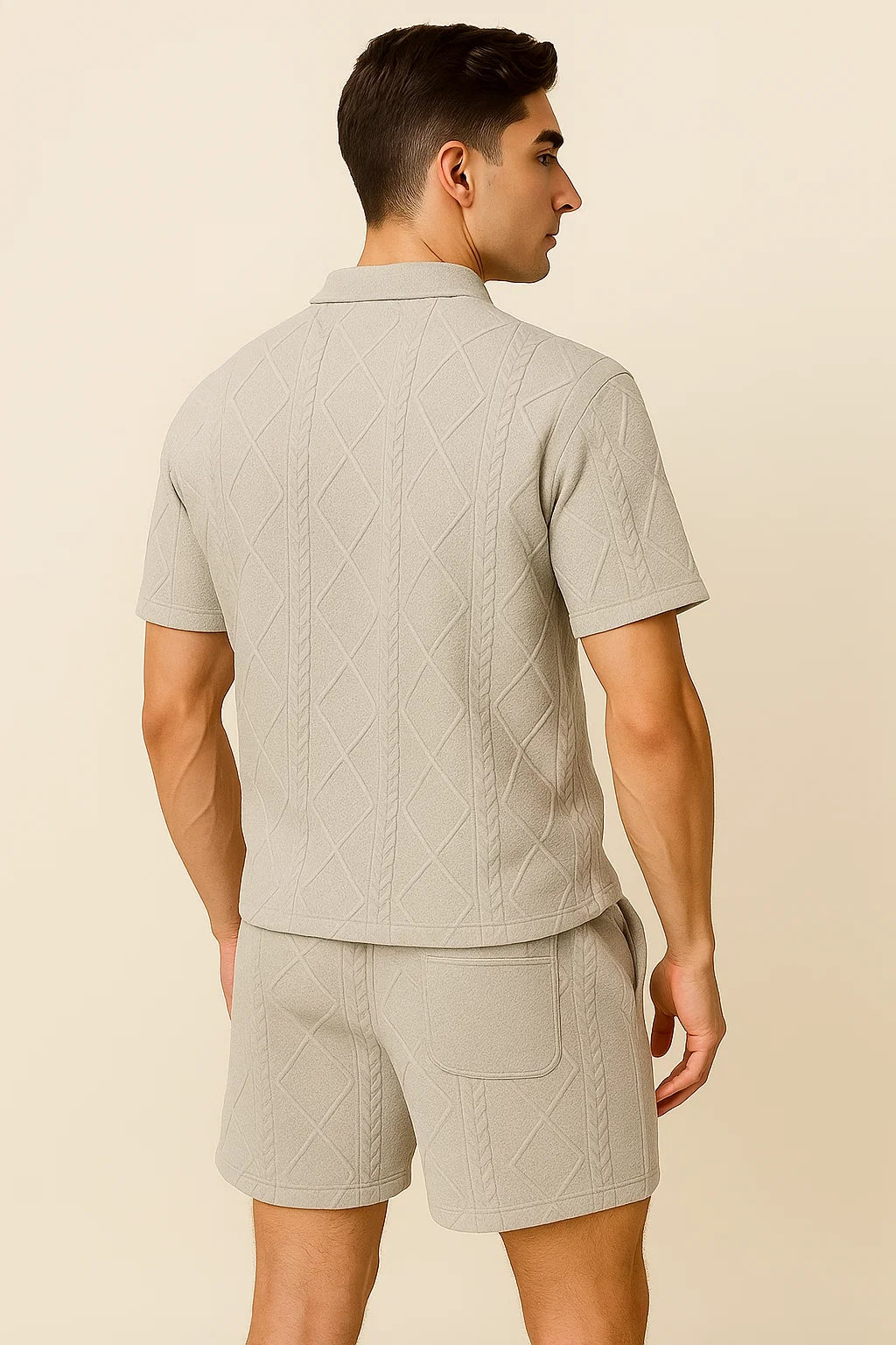 Trendy Men's Short Sleeve Casual Suit – Gray